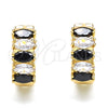 Argolla Huggie 02.210.0028.3.15 Oro Laminado, con Negro and Blanca Zirconia Cubica, Pulido, Tono Dorado
