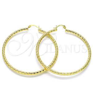 Argolla Grande 02.213.0150.60 Oro Laminado, Diseño de Hueco, Diamantado, Tono Dorado