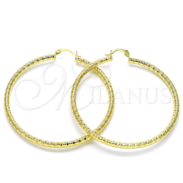Argolla Grande 02.213.0150.60 Oro Laminado, Diseño de Hueco, Diamantado, Tono Dorado