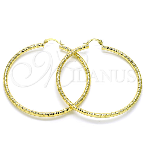 Argolla Grande 02.213.0150.60 Oro Laminado, Diseño de Hueco, Diamantado, Tono Dorado