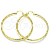 Argolla Grande 02.213.0152.60 Oro Laminado, Diseño de Hueco, Diamantado, Tono Dorado