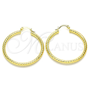 Argolla Mediana 02.213.0154.40 Oro Laminado, Diseño de Hueco, Diamantado, Tono Dorado