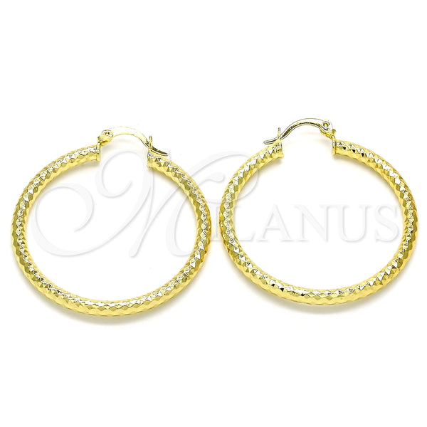 Argolla Mediana 02.213.0154.40 Oro Laminado, Diseño de Hueco, Diamantado, Tono Dorado