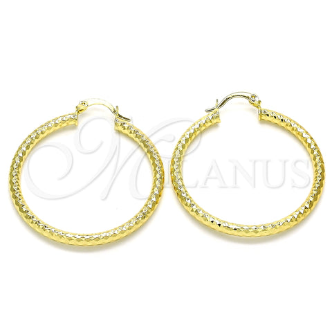 Argolla Mediana 02.213.0154.40 Oro Laminado, Diseño de Hueco, Diamantado, Tono Dorado