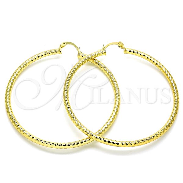 Argolla Grande 02.213.0154.60 Oro Laminado, Diseño de Hueco, Diamantado, Tono Dorado