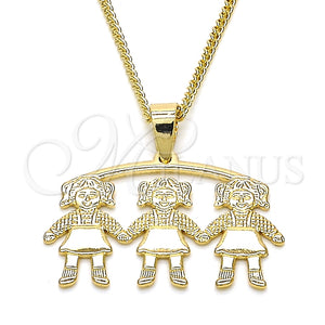 Collares con Dije 04.213.0165.20 Oro Laminado, Diseño de Niñita Pequeña, Pulido, Tono Dorado (01 MM Thickness, 20 Inches Length)