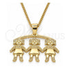 Collares con Dije 04.213.0165.20 Oro Laminado, Diseño de Niñita Pequeña, Pulido, Tono Dorado (Grosor 01 MM, 20 Pulgadas de Largo)