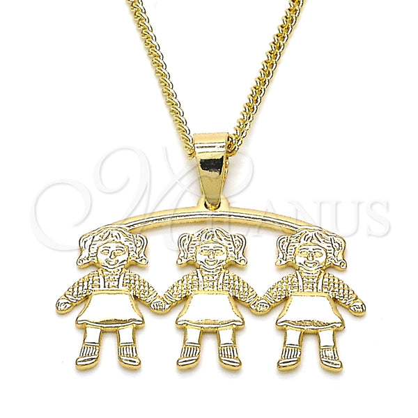 Collares con Dije 04.213.0165.20 Oro Laminado, Diseño de Niñita Pequeña, Pulido, Tono Dorado (01 MM Thickness, 20 Inches Length)