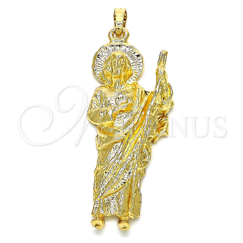 Dije Religioso 05.213.0062 Oro Laminado, Diseño de San Judas, Diamantado, Tono Dorado