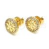 Arete Dormilona 02.166.0003 Oro Laminado, con Blanca Zirconia Cubica, Pulido, Tono Dorado