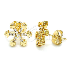 Arete Dormilona 02.166.0004 Oro Laminado, con Blanca Zirconia Cubica, Pulido, Tono Dorado