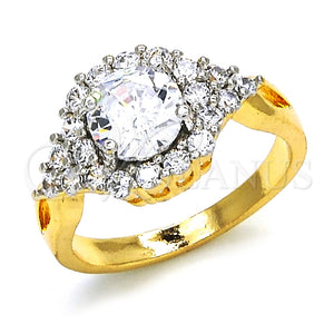 Anillo Multi Piedra 01.346.0007.08 Oro Laminado, con Blanca Zirconia Cubica, Pulido, Dos Tonos (Size 8)