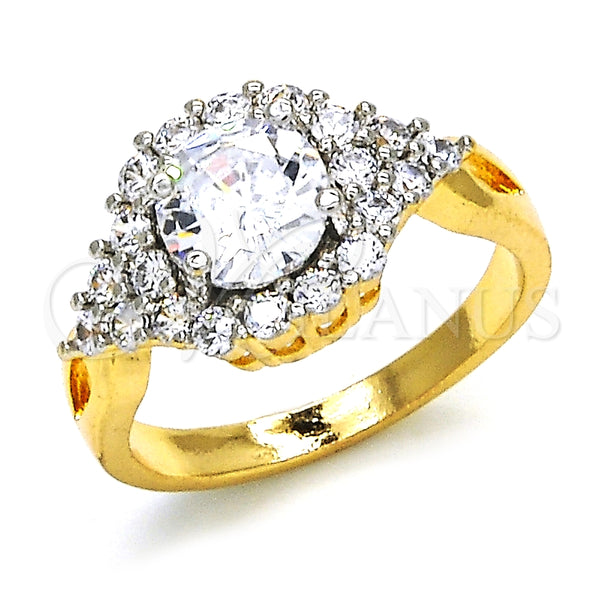 Anillo Multi Piedra 01.346.0007.08 Oro Laminado, con Blanca Zirconia Cubica, Pulido, Dos Tonos (Size 8)