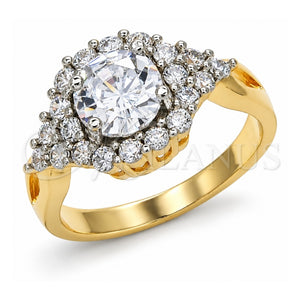 Anillo Multi Piedra 01.346.0007.08 Oro Laminado, con Zirconia Cubica Blanca, Pulido, Dos Tonos (Tamaño 8)