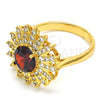 Anillo Multi Piedra 01.346.0008.08 Oro Laminado, con Granate and Blanca Zirconia Cubica, Pulido, Tono Dorado (Size 8)