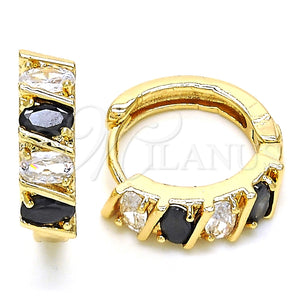 Argolla Huggie 02.210.0025.4.15 Oro Laminado, con Negro and Blanca Zirconia Cubica, Pulido, Tono Dorado