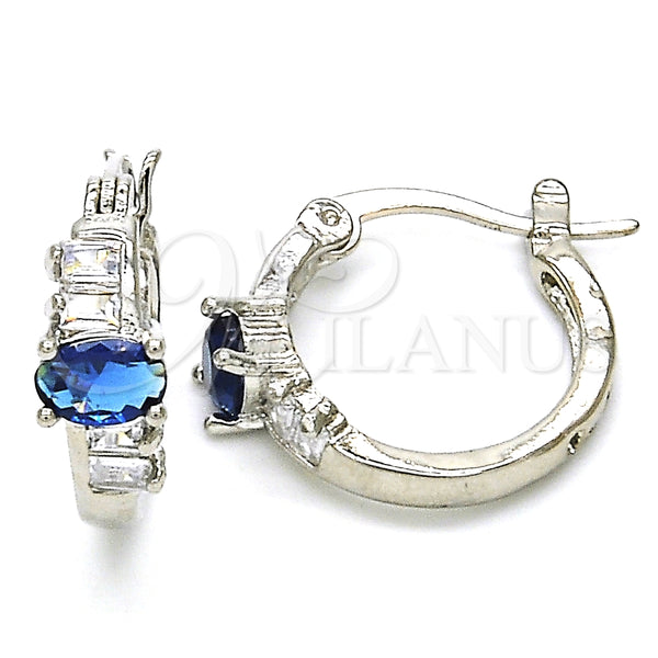 Argolla Pequeña 02.210.0303.7.15 Rodio Laminado, con Zirconia Cubica Zafiro Azul y Blanca, Pulido, Rodinado