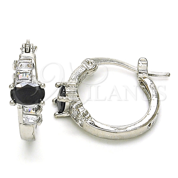 Argolla Pequeña 02.210.0303.8.15 Rodio Laminado, con Zirconia Cubica Negro y Blanca, Pulido, Rodinado