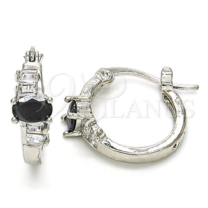 Argolla Pequeña 02.210.0303.8.15 Rodio Laminado, con Zirconia Cubica Negro y Blanca, Pulido, Rodinado