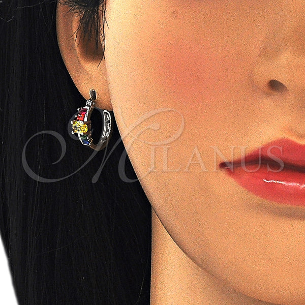Argolla Pequeña 02.210.0303.9.15 Rodio Laminado, con Zirconia Cubica Multicolor, Pulido, Rodinado