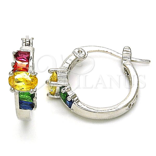 Argolla Pequeña 02.210.0303.9.15 Rodio Laminado, con Zirconia Cubica Multicolor, Pulido, Rodinado