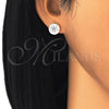 Arete Dormilona 02.271.0028 Acero Inoxidable, Diseño de Flor, con Blanca Cristal and Marfil Perla, Pulido, Tono Plateado