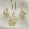 Juego de Arete y Dije de Adulto 10.160.0158 Oro Laminado, con Blanca Cristal, Pulido, Tono Dorado