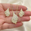 Juego de Arete y Dije de Adulto 10.160.0158 Oro Laminado, con Blanca Cristal, Pulido, Tono Dorado