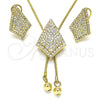 Juego de Arete y Dije de Adulto 10.160.0161 Oro Laminado, con Blanca Cristal, Pulido, Tono Dorado