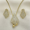Juego de Arete y Dije de Adulto 10.160.0161 Oro Laminado, con Blanca Cristal, Pulido, Tono Dorado