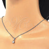 Collares con Dije 04.63.1391.18 Acero Inoxidable, con Blanca Zirconia Cubica, Pulido, Tono Plateado (02 MM Thickness, 18 Inches Length)
