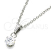 Collares con Dije 04.63.1391.18 Acero Inoxidable, con Blanca Zirconia Cubica, Pulido, Tono Plateado (02 MM Thickness, 18 Inches Length)