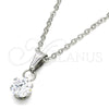 Collares con Dije 04.63.1391.18 Acero Inoxidable, con Blanca Zirconia Cubica, Pulido, Tono Plateado (02 MM Thickness, 18 Inches Length)