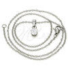 Collares con Dije 04.63.1391.18 Acero Inoxidable, con Blanca Zirconia Cubica, Pulido, Tono Plateado (02 MM Thickness, 18 Inches Length)