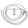 Collares con Dije 04.63.1391.18 Acero Inoxidable, con Blanca Zirconia Cubica, Pulido, Tono Plateado (02 MM Thickness, 18 Inches Length)
