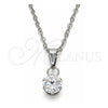 Collares con Dije 04.63.1391.18 Acero Inoxidable, con Blanca Zirconia Cubica, Pulido, Tono Plateado (02 MM Thickness, 18 Inches Length)
