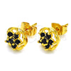 Arete Dormilona 02.349.0001.1 Oro Laminado, Diseño de Flor, con Negro Zirconia Cubica, Pulido, Tono Dorado