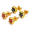 Arete Dormilona 02.349.0001.1 Oro Laminado, Diseño de Flor, con Negro Zirconia Cubica, Pulido, Tono Dorado