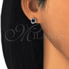 Arete Dormilona 02.349.0002 Rodio Laminado, con Zirconia Cubica Negro y Blanca, Pulido, Rodinado
