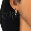 Argolla Huggie 02.216.0048.20 Acero Inoxidable, con Negro and Blanca Cristal, Pulido, Tono Dorado