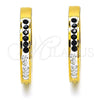 Argolla Huggie 02.216.0048.20 Acero Inoxidable, con Negro and Blanca Cristal, Pulido, Tono Dorado