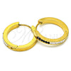 Argolla Huggie 02.216.0048.20 Acero Inoxidable, con Negro and Blanca Cristal, Pulido, Tono Dorado