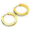 Argolla Huggie 02.216.0048.20 Acero Inoxidable, con Negro and Blanca Cristal, Pulido, Tono Dorado
