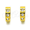 Argolla Huggie 02.216.0049.15 Acero Inoxidable, con Blanca Cristal, Pulido, Tono Dorado