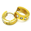 Argolla Huggie 02.216.0049.15 Acero Inoxidable, con Blanca Cristal, Pulido, Tono Dorado