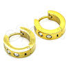 Argolla Huggie 02.216.0049.15 Acero Inoxidable, con Blanca Cristal, Pulido, Tono Dorado