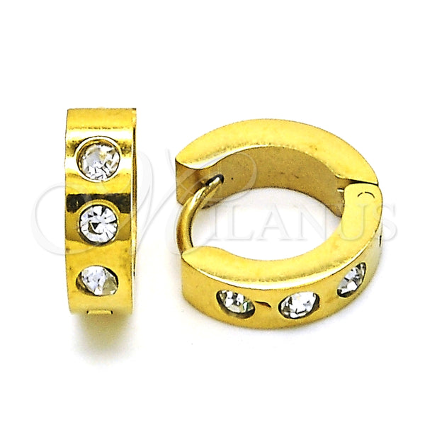 Argolla Huggie 02.216.0049.15 Acero Inoxidable, con Blanca Cristal, Pulido, Tono Dorado