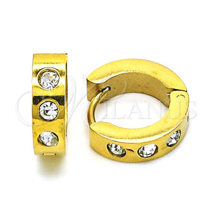 Argolla Huggie 02.216.0049.15 Acero Inoxidable, con Blanca Cristal, Pulido, Tono Dorado