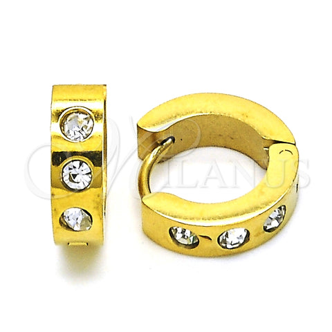 Argolla Huggie 02.216.0049.15 Acero Inoxidable, con Blanca Cristal, Pulido, Tono Dorado
