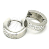 Argolla Huggie 02.216.0051.15 Acero Inoxidable, con Cristal Blanca, Pulido, Tono Plateado